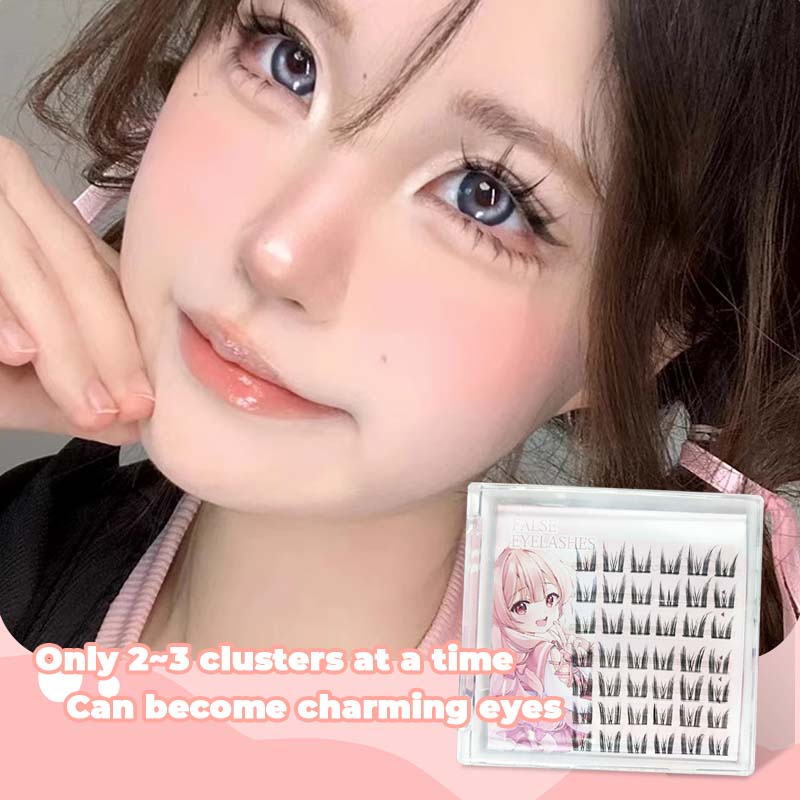 Bộ 42 cụm lông mi giả Derf dày dài cong tự nhiên 3D DIY