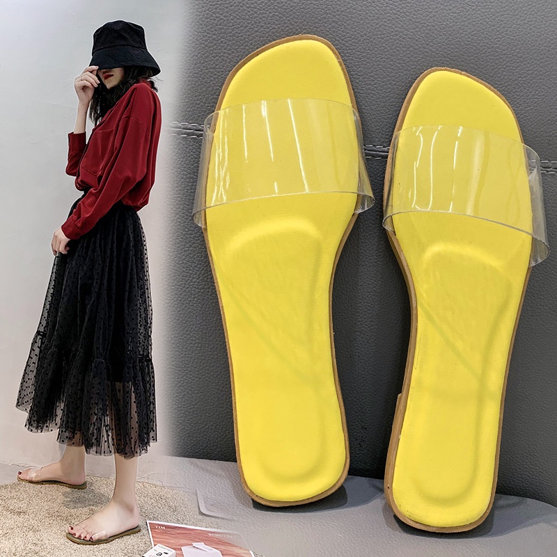 Dép Sandal Gót Thấp Quai Trong Suốt Thời Trang Mùa Hè Mới 2023 Cho Nữ