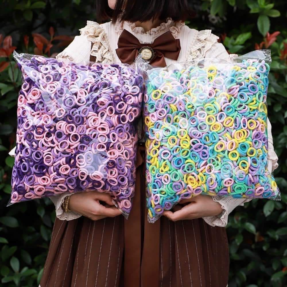 DÂY CHUN BUỘC TÓC BỊCH 500 CHIẾC MIX MÀU