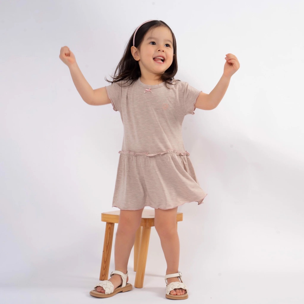 Váy ngắn tay kèm quần sợi tre Bambus Bu baby cho bé gái 12 tháng đến dưới 4 tuổi