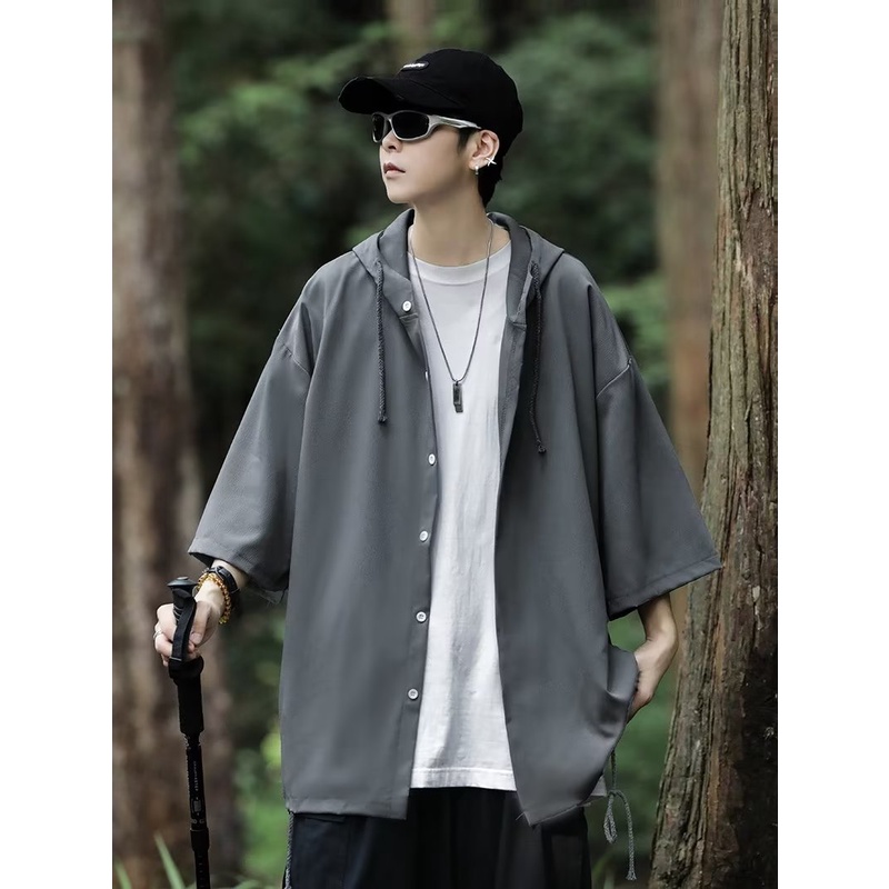 Áo Khoác cardigan Tay Ngắn Màu Trơn Đơn Giản Thời Trang Mùa Hè 2023 Cho Nam