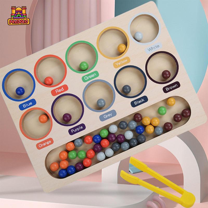 Predolo Đồ chơi trẻ em Hạt Gỗ Màu Cầu Vồng Cho Bé