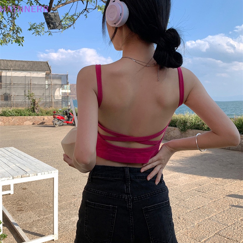 Áo Hai Dây Mùa Hè Màu Trơn Hở Lưng Gợi Cảm Cho Nữ FHS