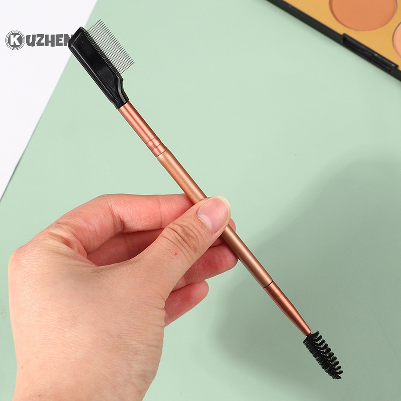 Kuzhen Cọ Hai Đầu Bằng Kim Loại Trang Điểm Lông Mi Lông Mày