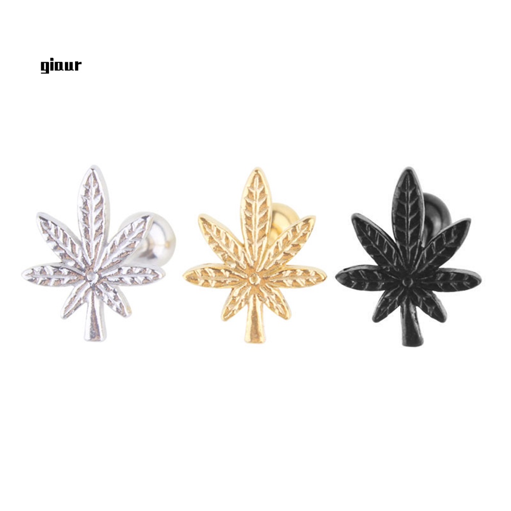 Khuyên Lưỡi Bằng Thép Không Gỉ Hình Chiếc Lá Thời Trang Unisex