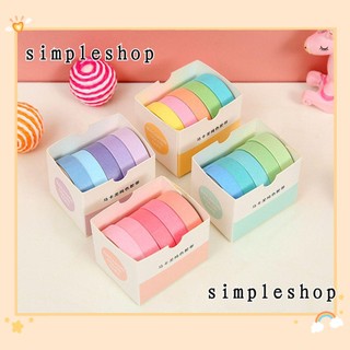 Hộp 5 cuộn băng keo washi dùng trang trí sổ lưu niệm dễ thương
