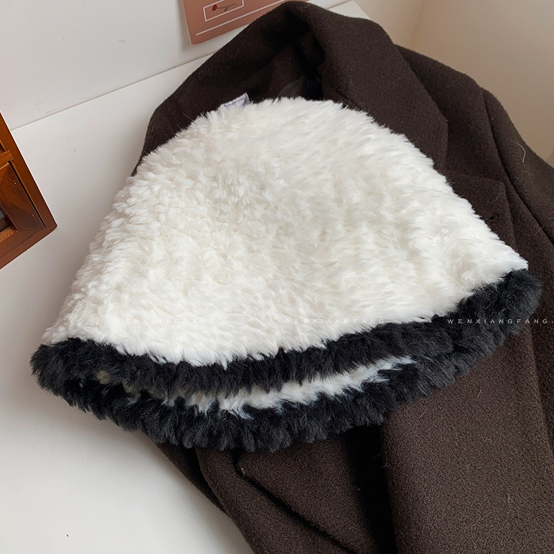 Mũ Bucket Lông Nhung Màu Đen Phong Cách Thời Trang Thu Đông Hàn Quốc Dành Cho Nữ