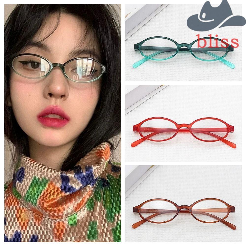 Mắt Kính Gọng Oval Nhỏ Y2k Tròng Phẳng Đơn Giản Cho Nữ