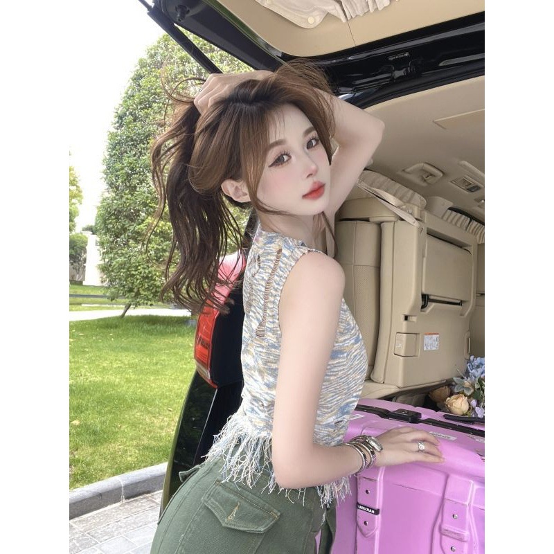 SUNNYCOLOR áo phông áo thun nữ croptop baby tee Thời trang hàn quốc  A99J2PX