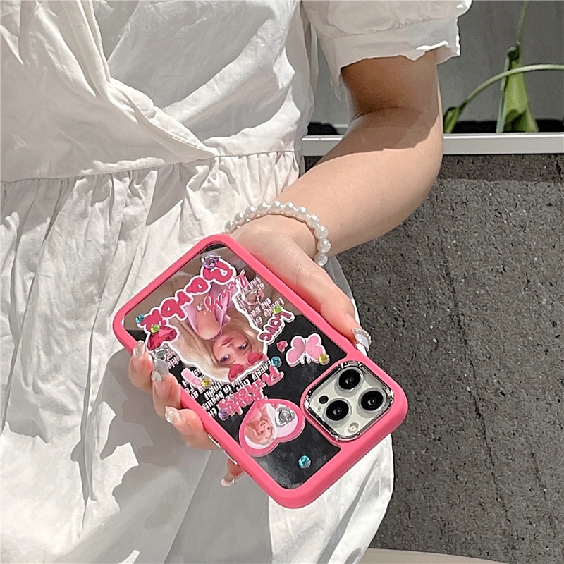 Ốp Điện Thoại Silicone Chống Rơi Tích Hợp Gương Trang Điểm Cho iPhone 14 13 12 Pro Max 11