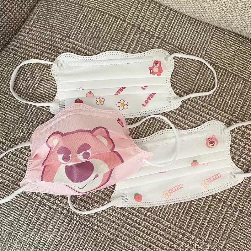 Khẩu trang gấu dâu mix màu ( đóng túi riêng)