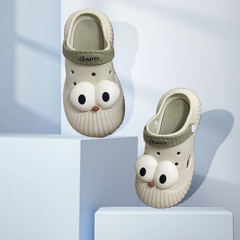 Dép Bít Mũi Chống Trượt Có Lỗ Thoáng Khí Hình Chú Chó Mắt To Dễ Thương Thời Trang Đi Biển Mùa Hè Cho Cặp Đôi