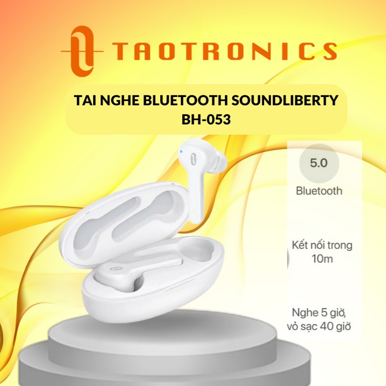 (GIÁ HỦY DIỆT)Tai Nghe TaoTronics Nhét Tai Bluetooth 5.0 Chống Ẩm, Hoạt Động 5H, Nhỏ Gọn TT-BH053- Hàng Chính Hãng-TRẮNG
