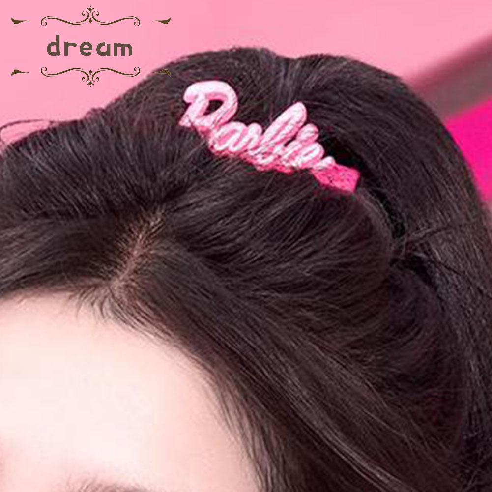 Cute Cartoon Creative Barbie Pink Hairpin Mirror Comb Pink Decor Dopamine Style