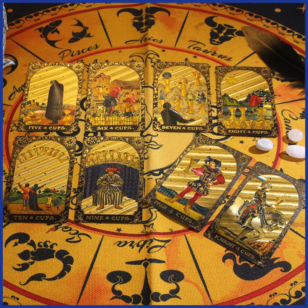 Bộ Bài Tarot Bằng Lá Vàng 12x7cm