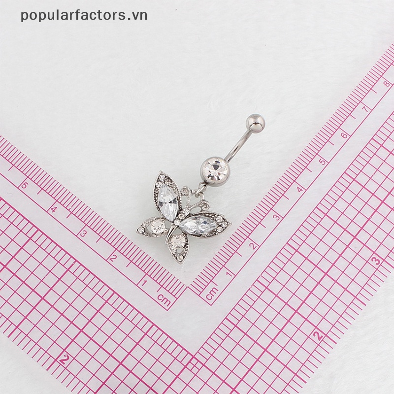Khuyên Rốn Hình Bướm Đính Đá Zircon Bằng Thép Không Gỉ Thời Trang Cho Nữ