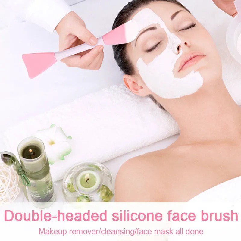 Double-ended silicone mask brush / soft flat head mud mask application brushes / dụng cụ chăm sóc da làm đẹp da mặt có thể tái sử dụng chuyên nghiệp