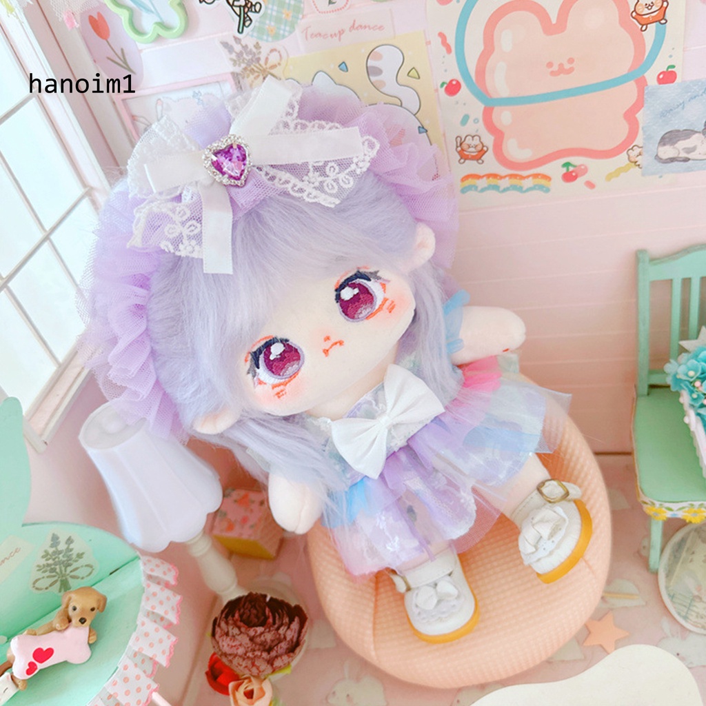 Ys1 1 bộ 20 cm quần áo búp bê mini nơ ren mũ màu tím phong cách ngọt ngào hai-mảnh bộ trang phục-up tiệc mặc bông nhồi bông thần tượng búp bê váy cài tóc giả vờ chơi
