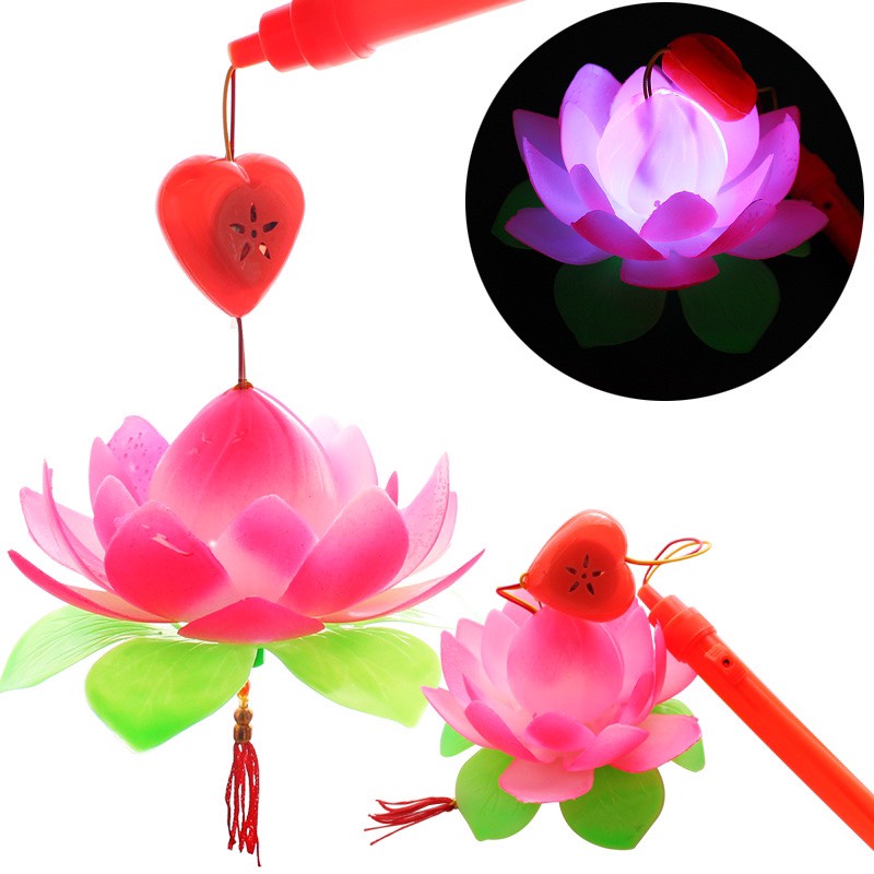 Lồng đèn trung thu hình hoa sen vui vui chơi cho bé có đèn có nhạc