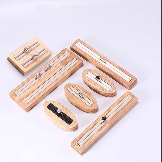 Khay lưu trữ đồ trang sức bằng gỗ rắn trưng bày nhẫn bông tai giá đỡ trưng bày