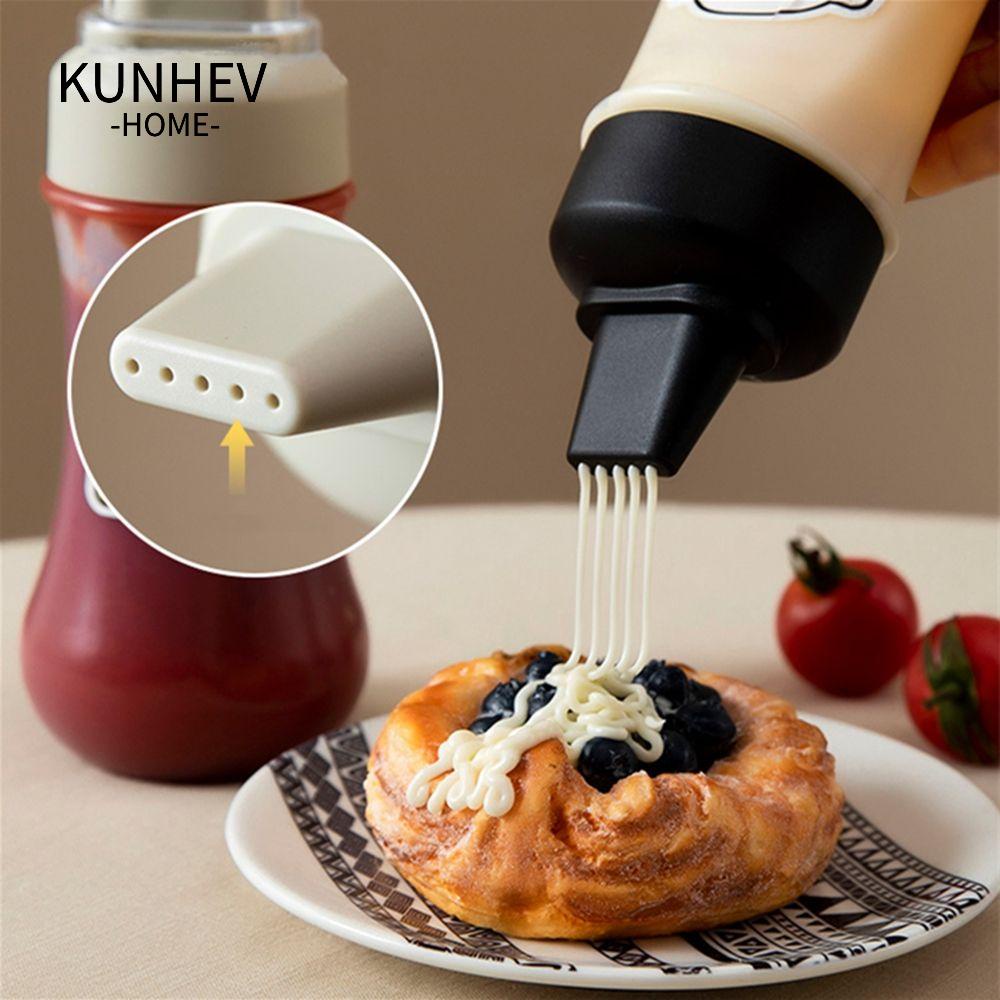 KUNHEV Chai bóp nước sốt có nắp nhựa đựng gia vị sô cô la mật ong