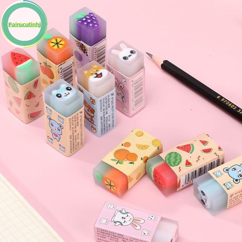 Pairhj kawaii fruit dưa hấu tẩy chanh thông thường tẩy cao su giải thưởng học sinh tiểu học quà tặng khuyến mại tẩy văn phòng phẩm cho trẻ em vn