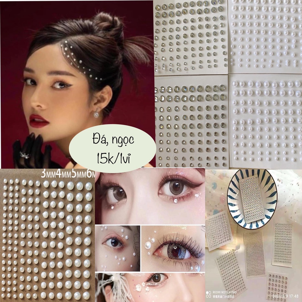 Vỉ Đính Đá +Vỉ Đính Ngọc Có Sẵn Keo Nhiều Kích Cỡ