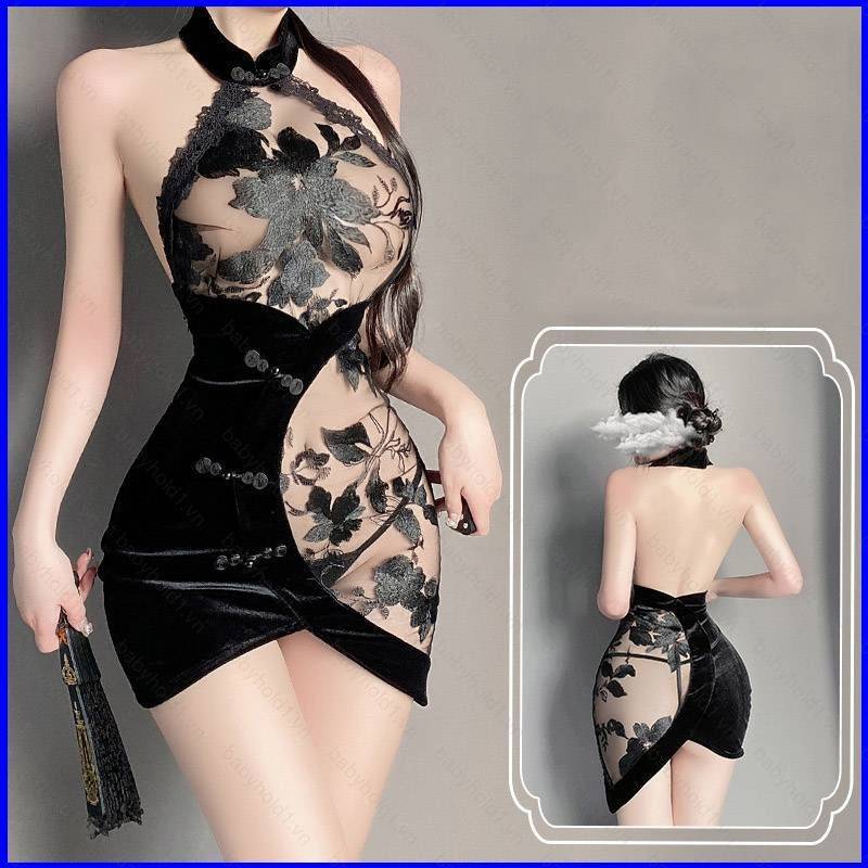Phụ nữ cơ thể đồ lót ren in sườn xám retro hanfu cô gái cosplay trang phục khiêu dâm đồ lót đồng phục cám dỗ