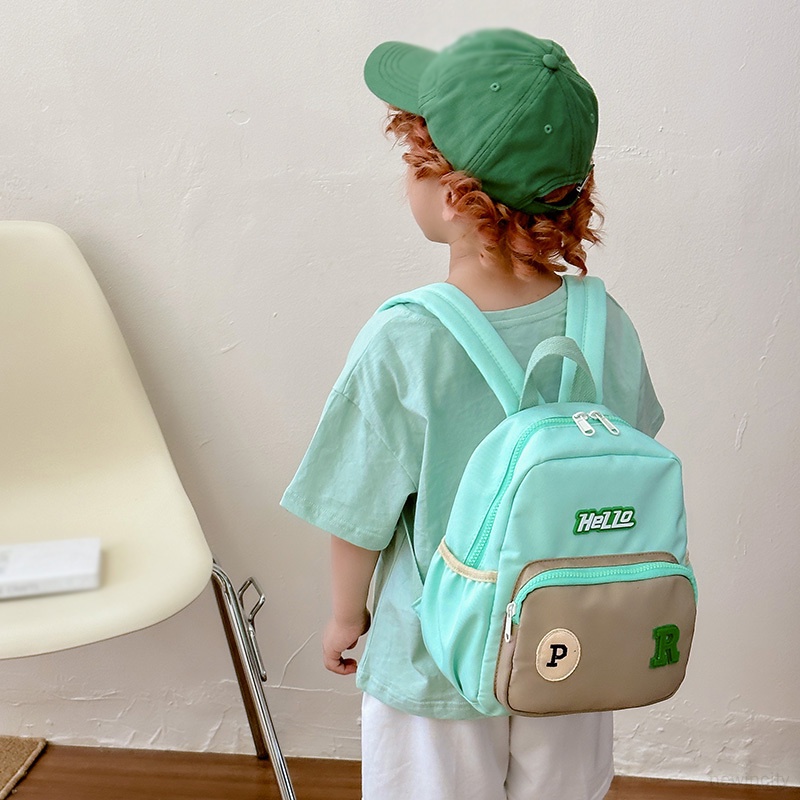 Trẻ em hàn quốc bé gái bé trai colorblocking ba lô chữ cái trẻ em cá nhân hóa túi đeo vai nhẹ