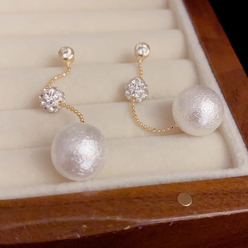 Khuyên Tai Tua Rua Đính Ngọc Trai Zircon Phong Cách Hàn Quốc Sang Trọng