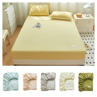 1 pc 100% cotton waffle jacquard bedsheet pure color all-included fitted sheet single queen king / super king size cadar pillow cover