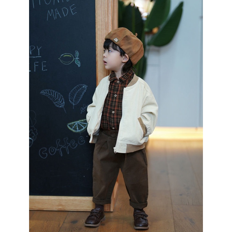 Áo Khoác Bóng Chày Bằng Vải Nhung Phong Cách Nhật Bản Thời Trang Cho Bé