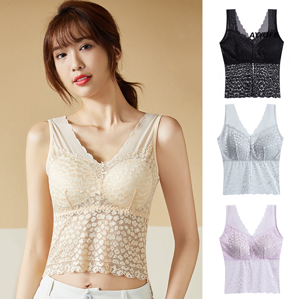 Ayyufe cami áo ngực màu rắn gợi cảm không tay v-cổ lưng chia đáy trên dây thoáng khí miễn phí phụ nữ ren cami đệm vest mặc nhà