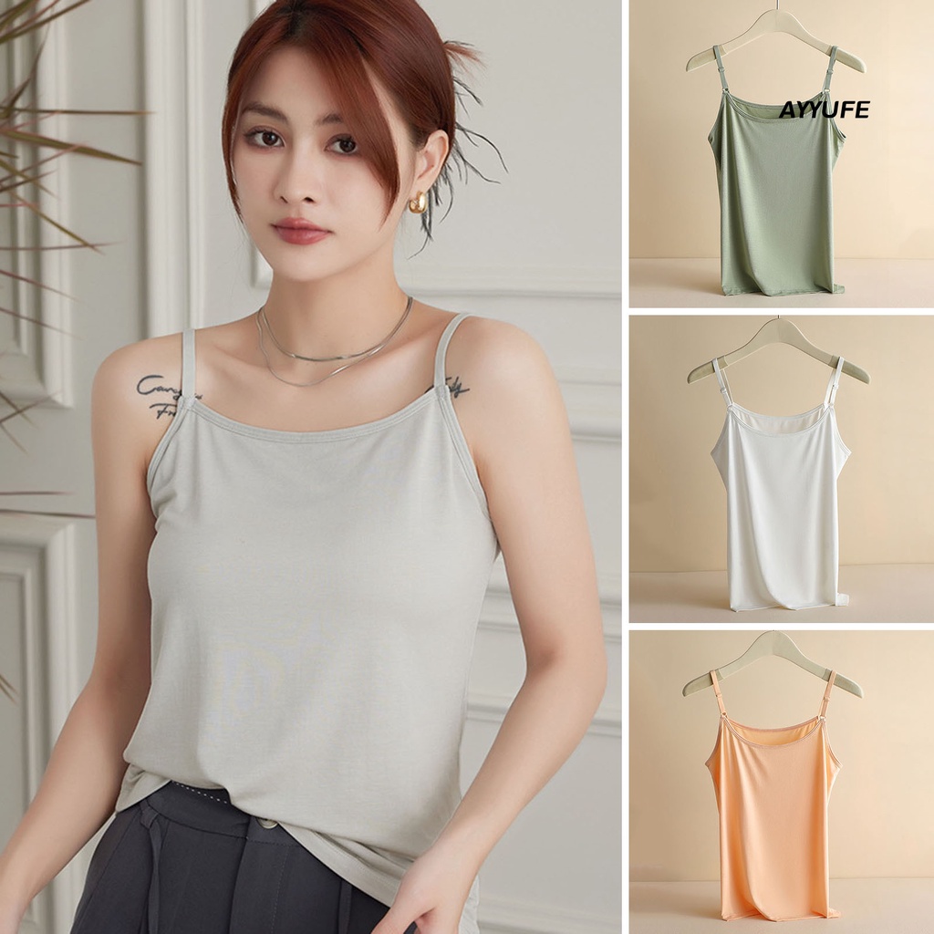 Ayyufe phụ nữ mùa hè vest Áo hai dây có thể điều chỉnh dây đeo vai màu rắn không tay không tay liền mạch mỏng bên trong mặc bên ngoài mềm mại đáy xe tăng