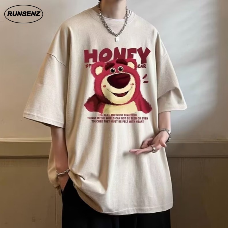 M-8xl phiên bản hàn quốc phim hoạt hình oversize tee men kích thước lớn hàng đầu nhân quả áo thun tay ngắn mỏng rời