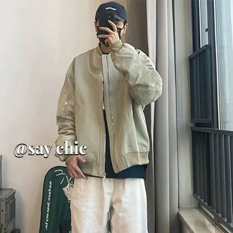 Áo khoác nam, thời trang mới hợp thời trang, thiết kế thích hợp sense tops, loose casual, all-match daily baseball uniforms