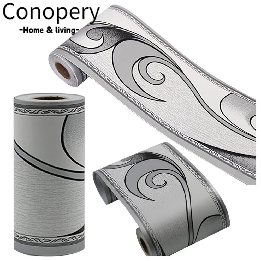 Conopery Hình nền sticker, đường sóng 10m đề can viền tường ốp chân tường, đề can hoa không thấm nước pvc tự dính tường sticker trang trí nội thất