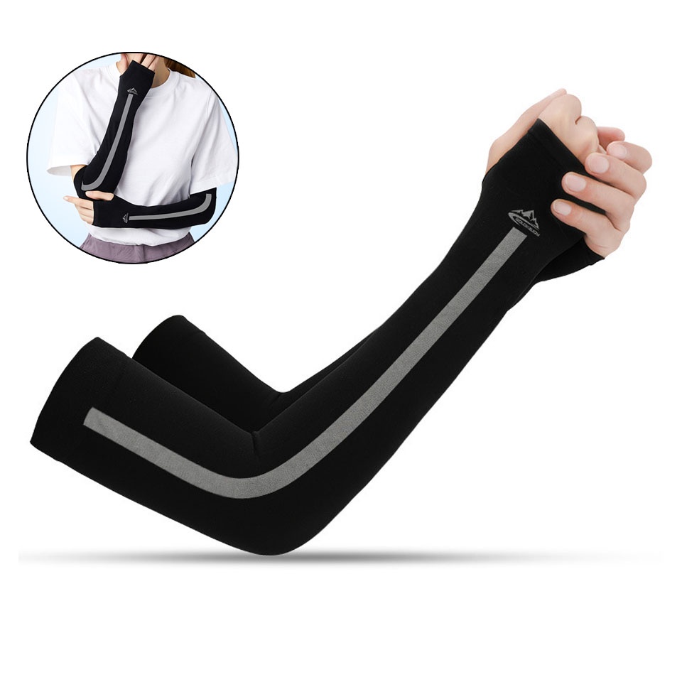 1 cặp thể thao băng lụa cánh tay tay áo đi xe đạp tay áo cánh tay ống còng bóng chuyền chạy bóng chày golf anti-uv cánh tay che phụ nữ đàn ông