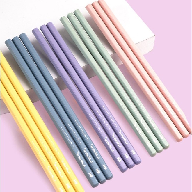 Bút chì gỗ đen HB thân màu pastel basic đơn giản, chì vẽ tranh, bút chì gỗ, thân đen Deli