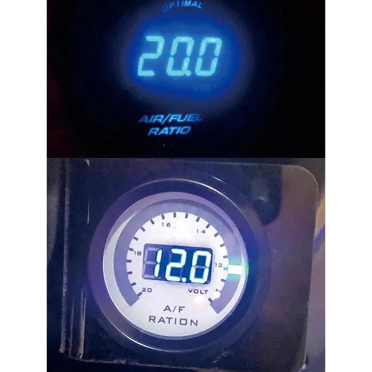 Máy đo tỷ lệ nhiên liệu không khí 52mm / 2inch 12v bộ đo afr chính xác với cảm biến oxy o2 volmeter xe hơi kỹ thuật số shopcyc1515