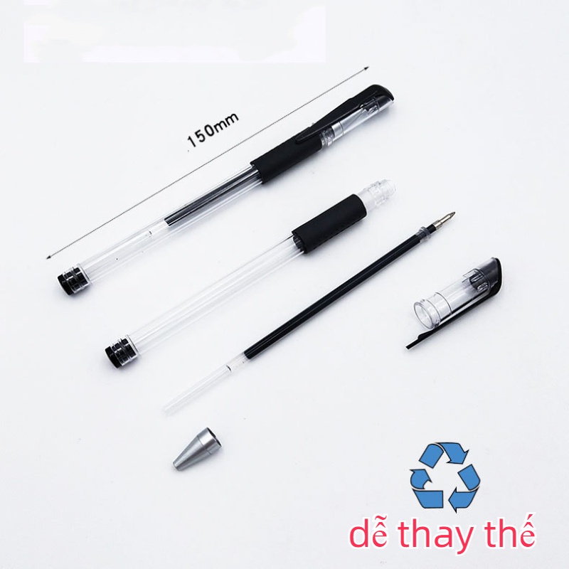 Bút bi bút gel 0.5mm cao cấp mực đều - Ngòi kiểu đạn nước xanh đen đỏ-MCKES