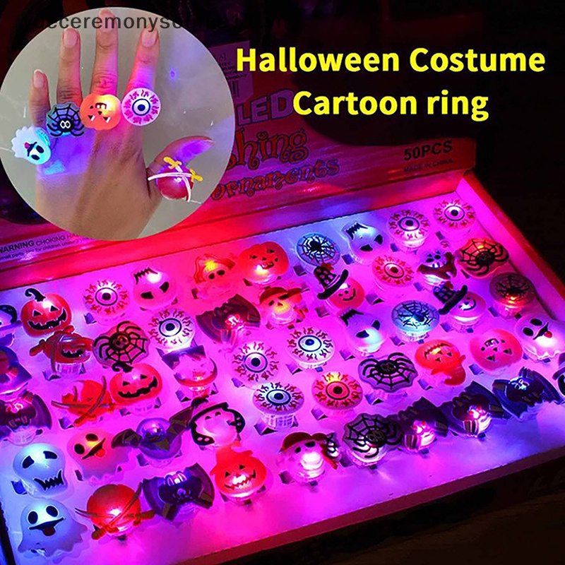 Esys 5 cái đèn led ánh sáng halloween vòng phát sáng bí ngô ma sọ nhẫn trẻ em quà tặng halloween trang trí tiệc cho đạo cụ kinh dị tại nhà.