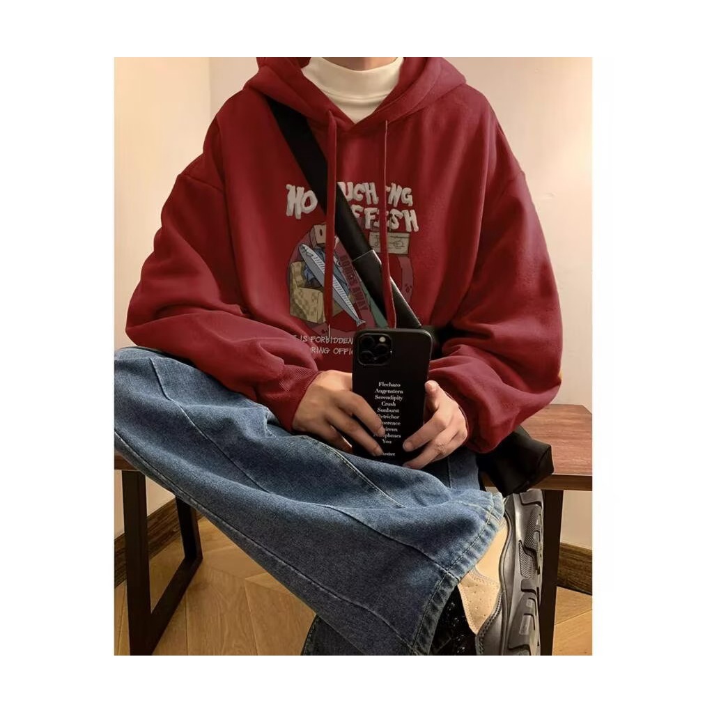 Mới Áo Hoodie Dáng Rộng Thời Trang Thu Đông Phong Cách retro
