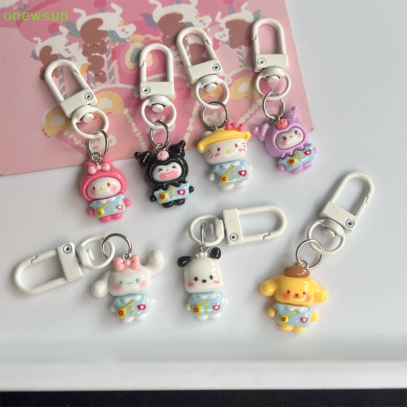 Onewsun kawaii sanrio kuromi hello kitty cinnamon dog keychain phim hoạt hình dễ thương móc khóa xe hơi mặt dây chuyền trang trí ba lô đi học quà tặng đồ chơi trẻ em mới