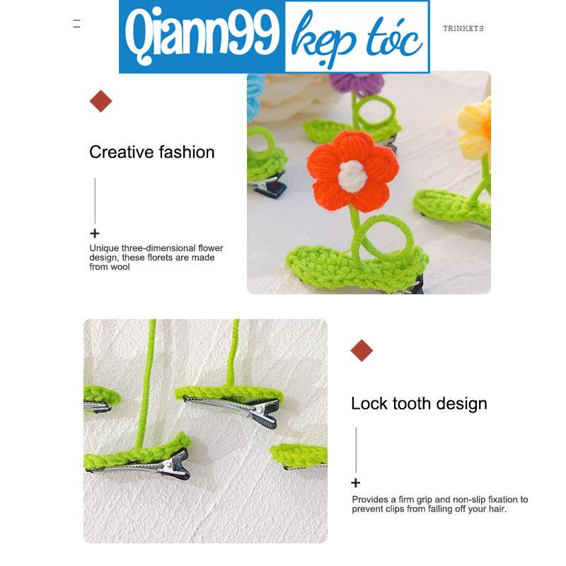 💓Qiann💓Kẹp tóc hoa dễ thương và ngọt ngào Kẹp tóc len dệt kim Kẹp mỏ vịt sáng tạo
