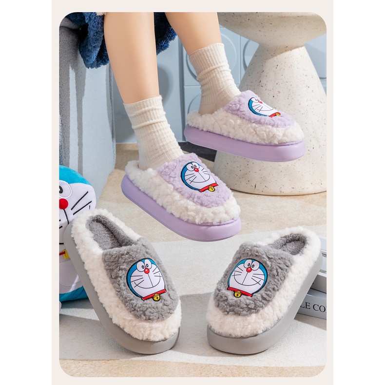 Dép Bông Đi Trong Nhà Mùa Thu Đông Phong Cách doraemon 2023 Dễ Thương Dày Dặn Ấm Áp