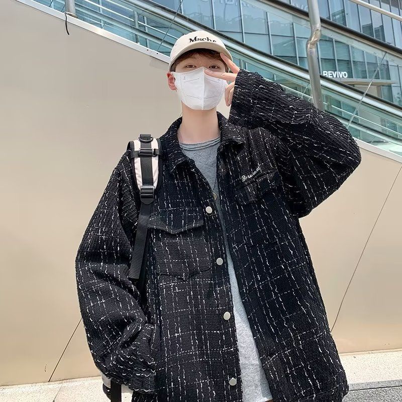 Áo khoác nam áo khoác rộng thùng thình mùa xuân và mùa thu all-match top