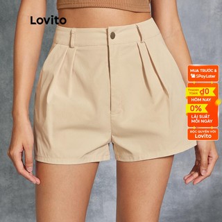 Lovito Quần Short L20D1129 Màu Trắng Trơn Có Túi