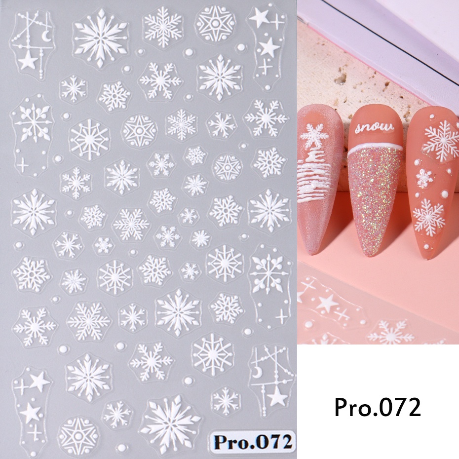 Miếng Dán Trang Trí Móng Tay 5d Hình Bông Tuyết Giáng Sinh Năm Mới