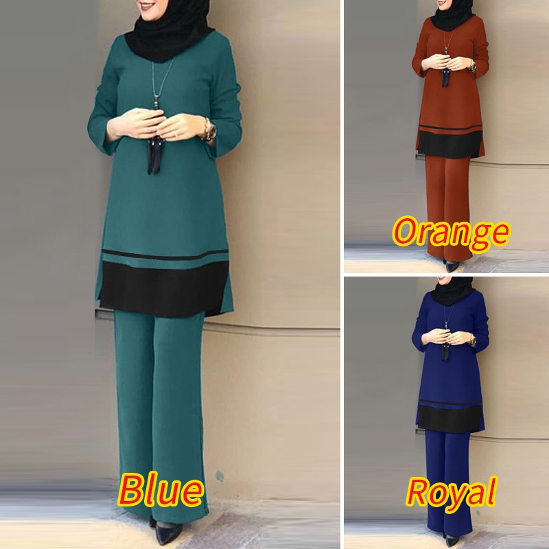 Zanzea Set Áo Ren Dài Tay + Quần Dài Lưng Thun Thời Trang Nữ